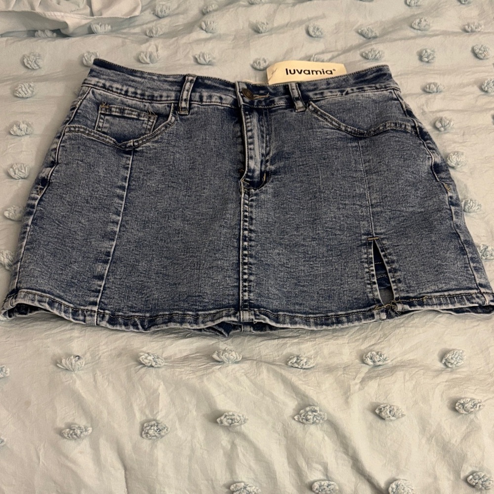 luvania Blue Denim Mini Skirt - Casual A-Line